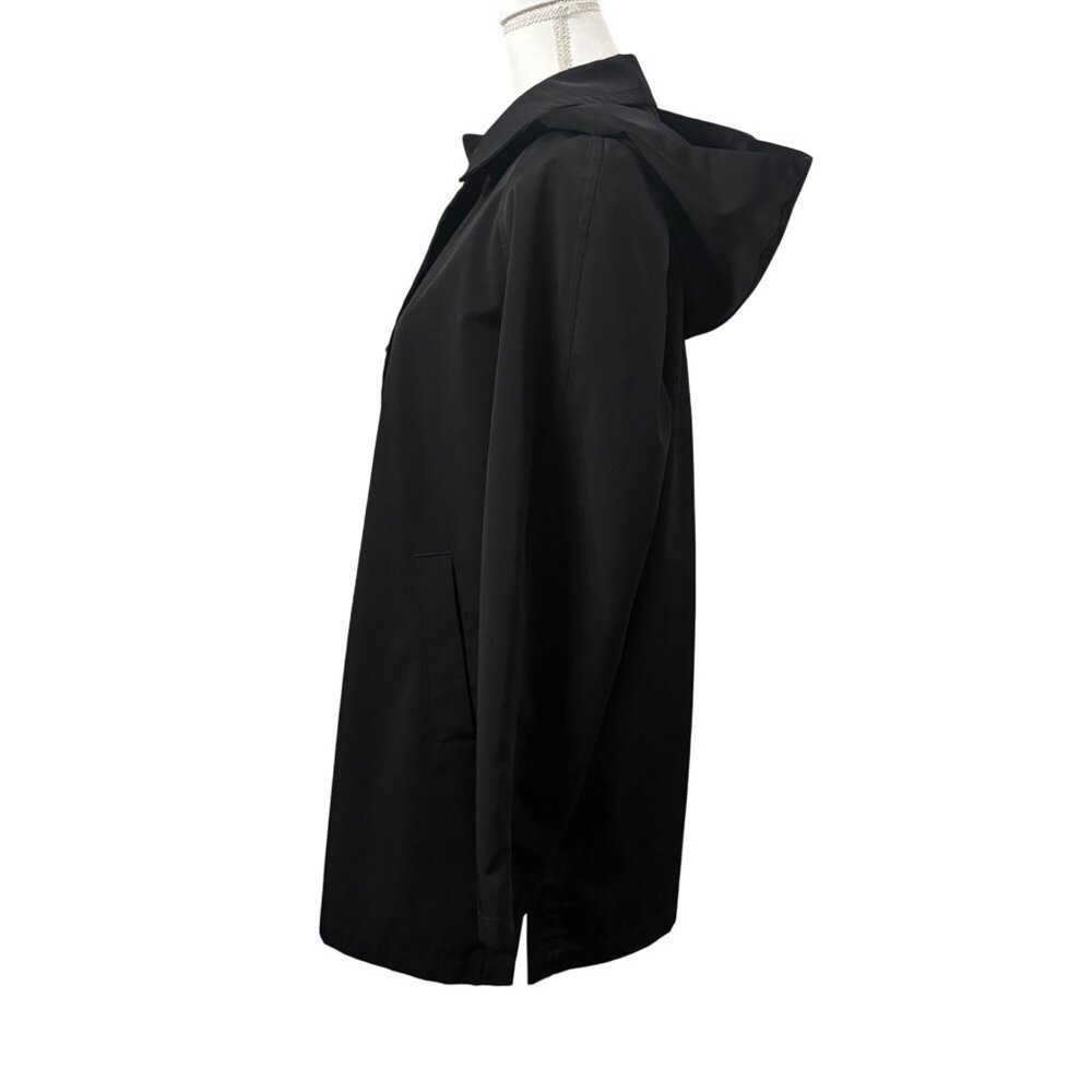 Towne Collection Black Urban Hooded Sleek Contemporary Rain Jacket Womens Large - Picture 2 of 16